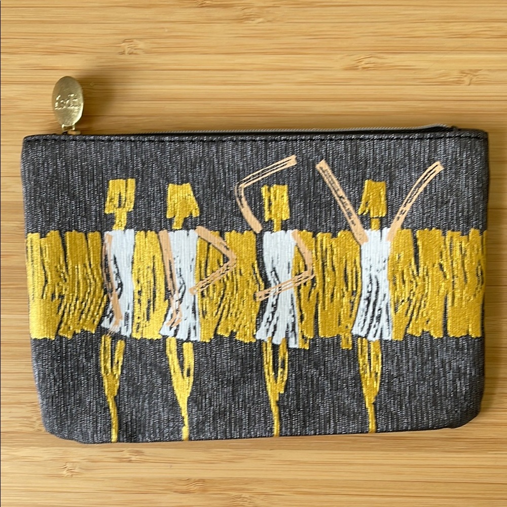 Ipsy Bag - Stylish Metallic Gray and Yellow Gold Pouch